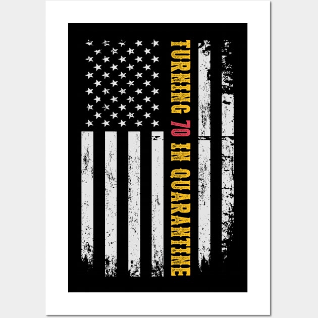 Turning 70 In Quarantine American Flag 70th Birthday Gift Awesome Since 1950 Wall Art by Shops PR